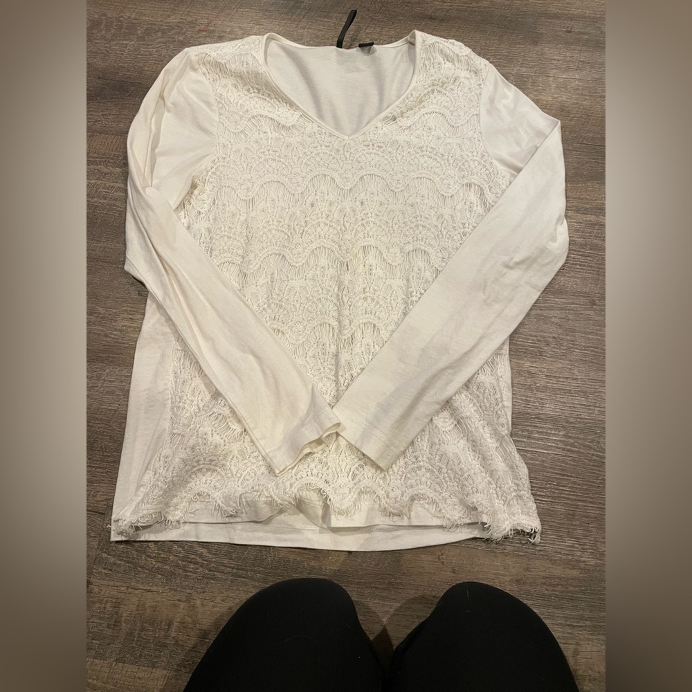 White lace long sleeved women’s shirt